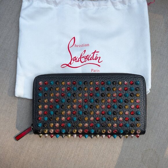 Christian Louboutin Rainbow Rock Stud Spiked Leather Wallet EUC - Picture 7 of 17